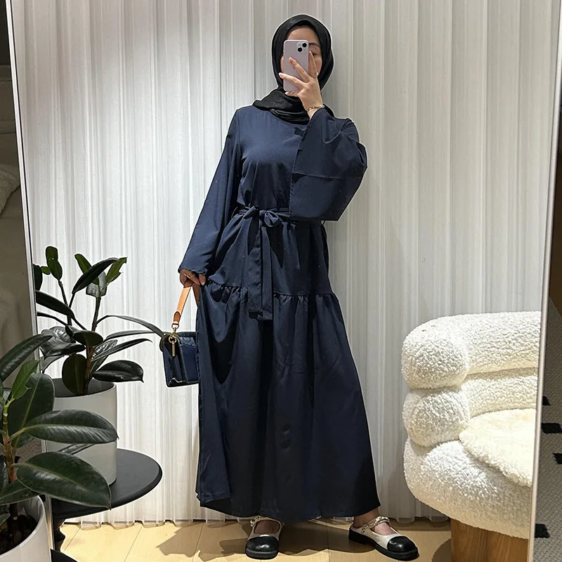 Abaya musulman pour femmes robes Jalabiya ceintures à lacets robes arabe longue Robe Islam Ramadan Eid marocain dubaï Abayas caftan