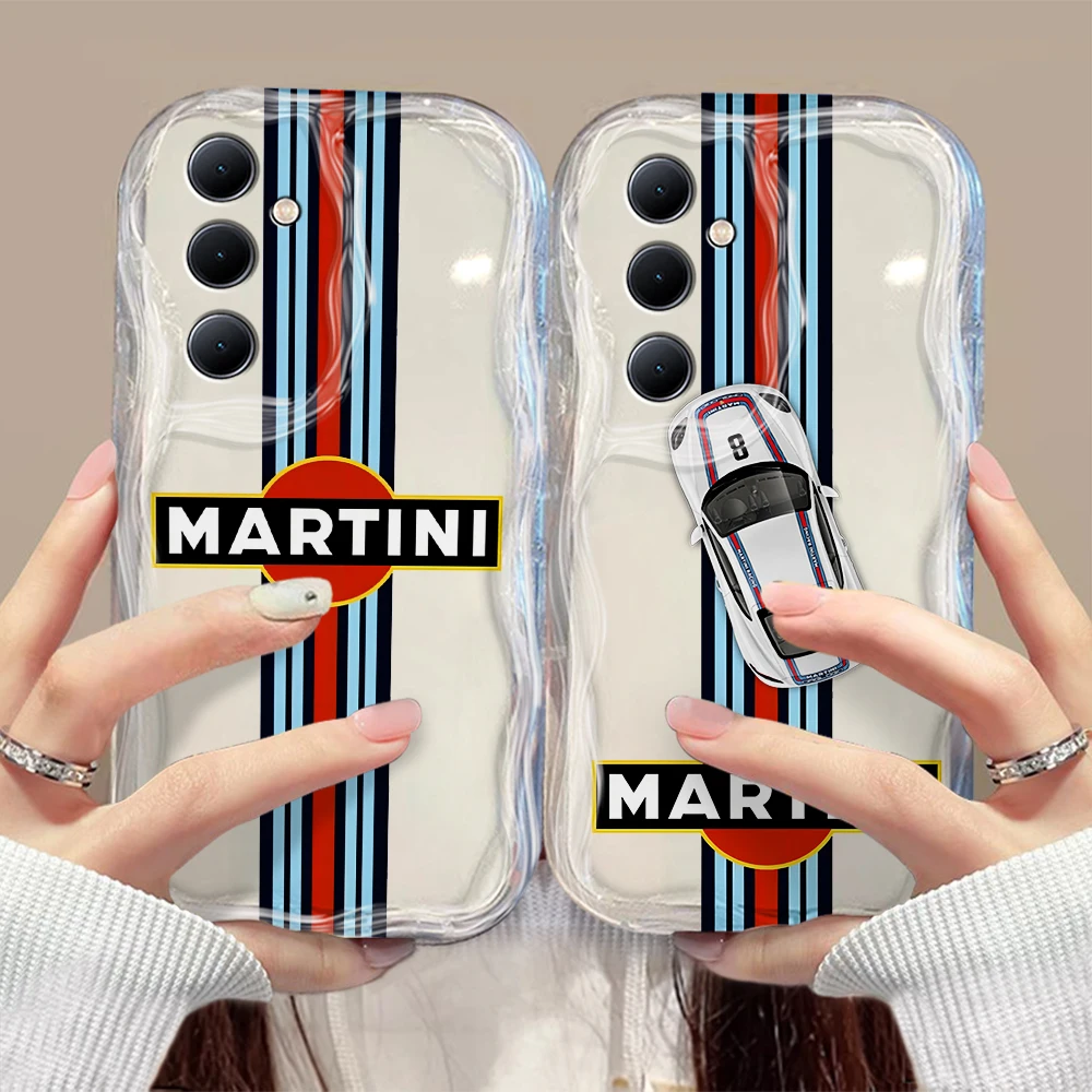 Martinis Racing Stripe 3D Wave Phone Case For Samsung Galaxy S24 S23 S21 S20 FE Plus Ultra 4G 5G Soft Silicone Back Cover