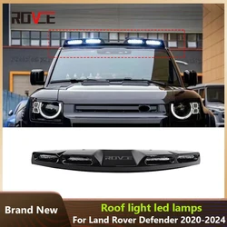 ROVCE Front Roof Spoiler With DRL Light Lamp Led Bar For Land Rover Defender 90 110 2020-2024 Glossy Black Accessories