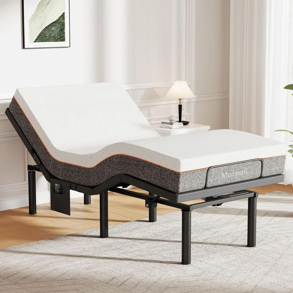 Marsail MS01 Twin XL Adjustable Bed Base Frame, 4 Ports USB A&C Adjustable Bed Base with Under-Bed Nightlight, 3 Minutes Fast As