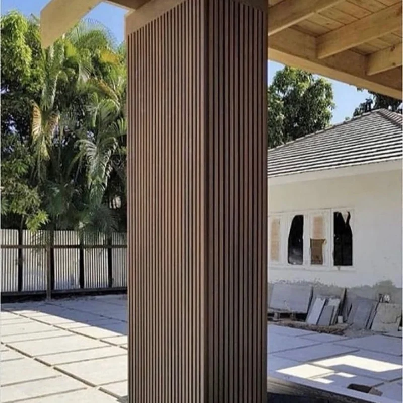 custom.WPC Wall Panel 3d Ceiling Cover Outdoor WPC Fluted Wall External Decorative Exterior Wall Panel WPC Facade Cladding