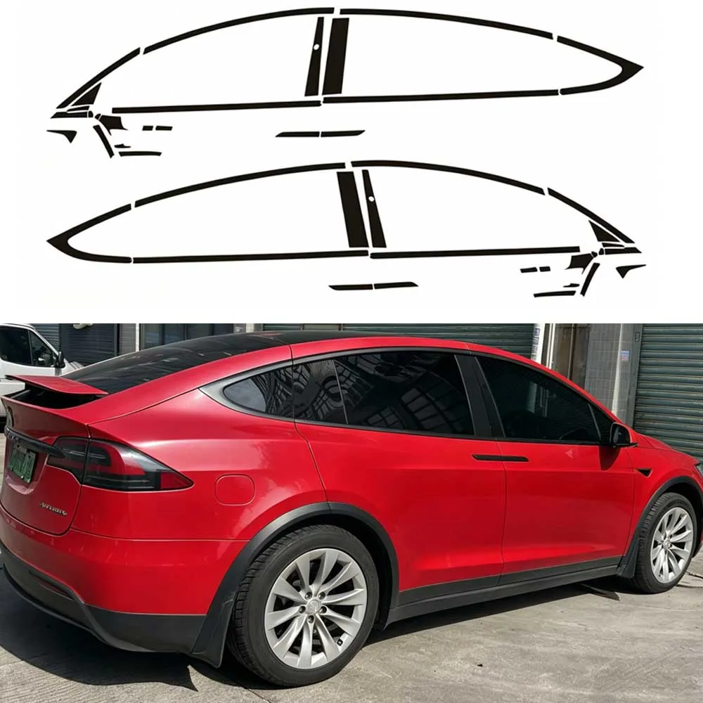 Image of Schutzfolie für die Außenscheibenverkleidung in Chromoptik für Tesla Model X 2016-2020, glänzend/matt schwarz, Aufkleber