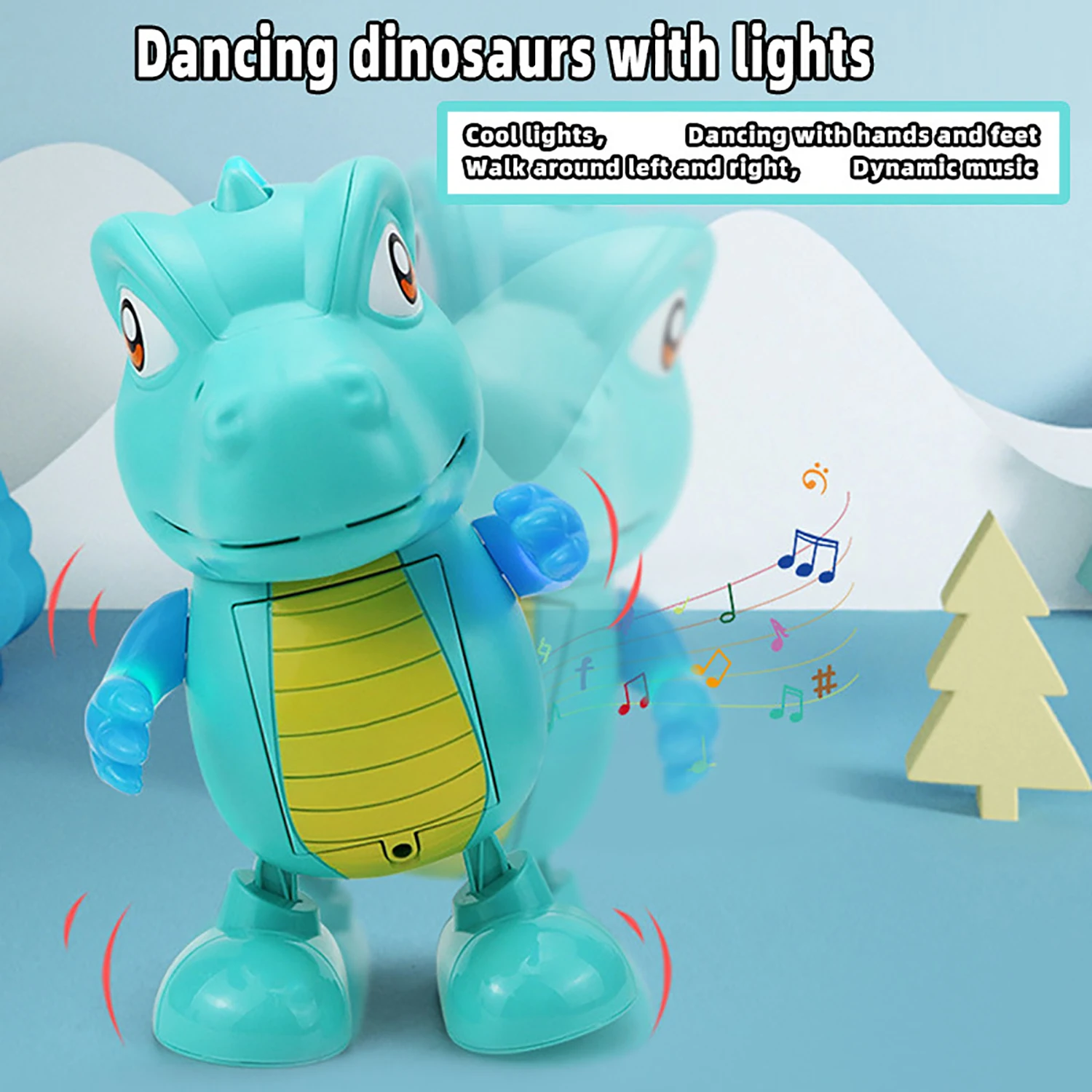 Electric Dancing Dinosaur Simulation Model, Lighting, Music, Children's Puzzle Doll, Comes with Battery