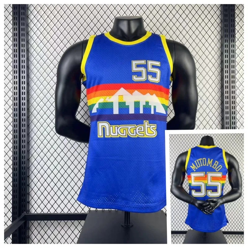 New Mutombo Denver Basketball Jersey Boys Clothes Children Teenager Top Kids Men Tee Sleeveless Vest T Shirt Ness Player 1991/92