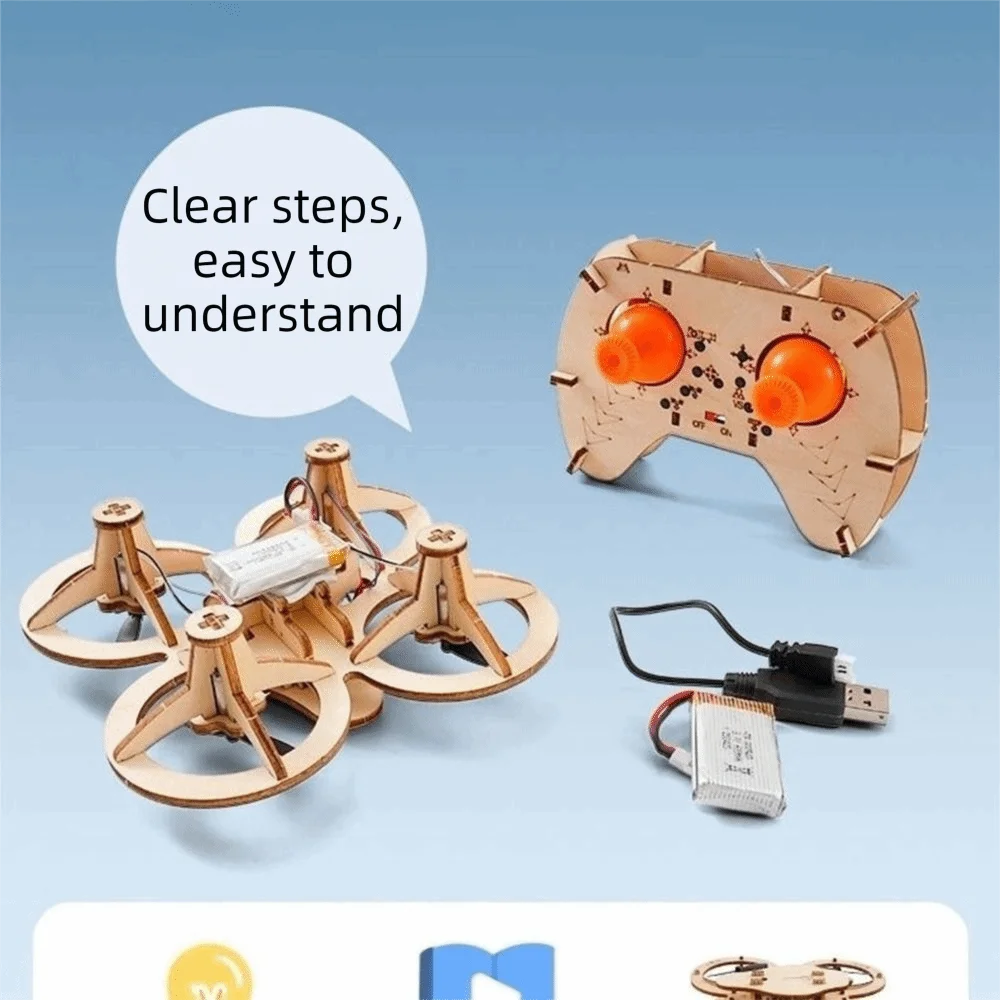 

Деревянный конструктор-квадрокоптер с дистанционным управлением, ручная сборка, мини-набор, мини-размер, без клея