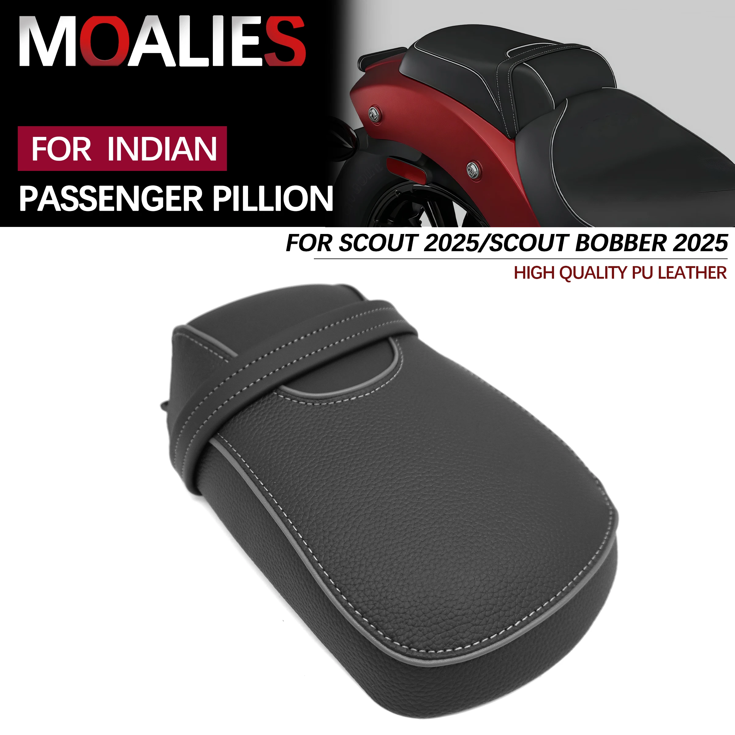 

For Indian Scout Sixty Bobber Classic Super Sport Limited + Tech 2025 Motorcycle Rear Seat Passenger Pillion Cushion Rear Saddle