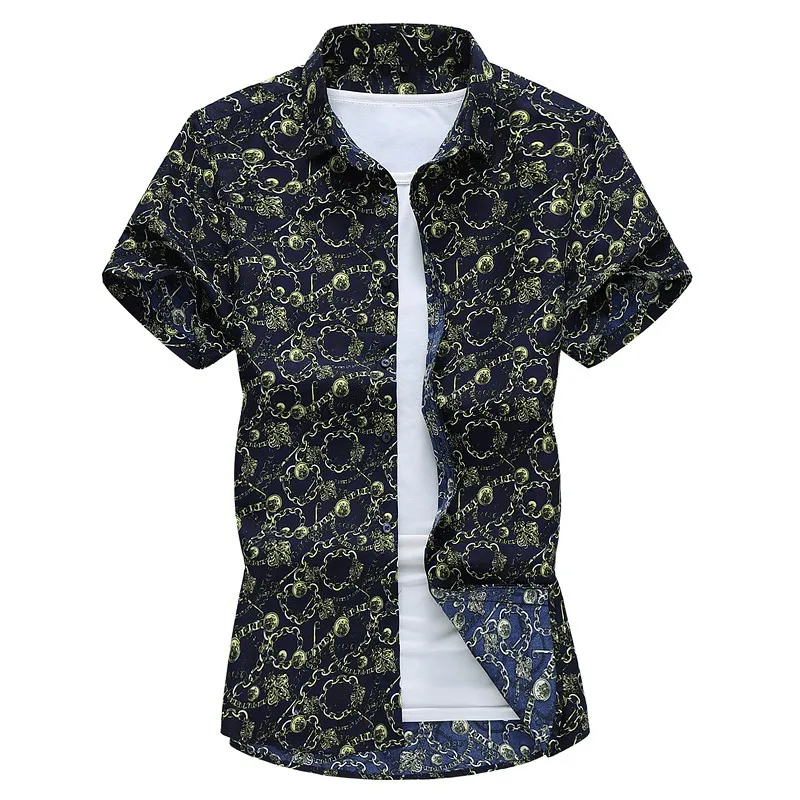 

Summer Beach ort Sve irt plus Size Men's Floral Print Slim Fit Youth Trend Summer 2023 Regular Thin Casual irt