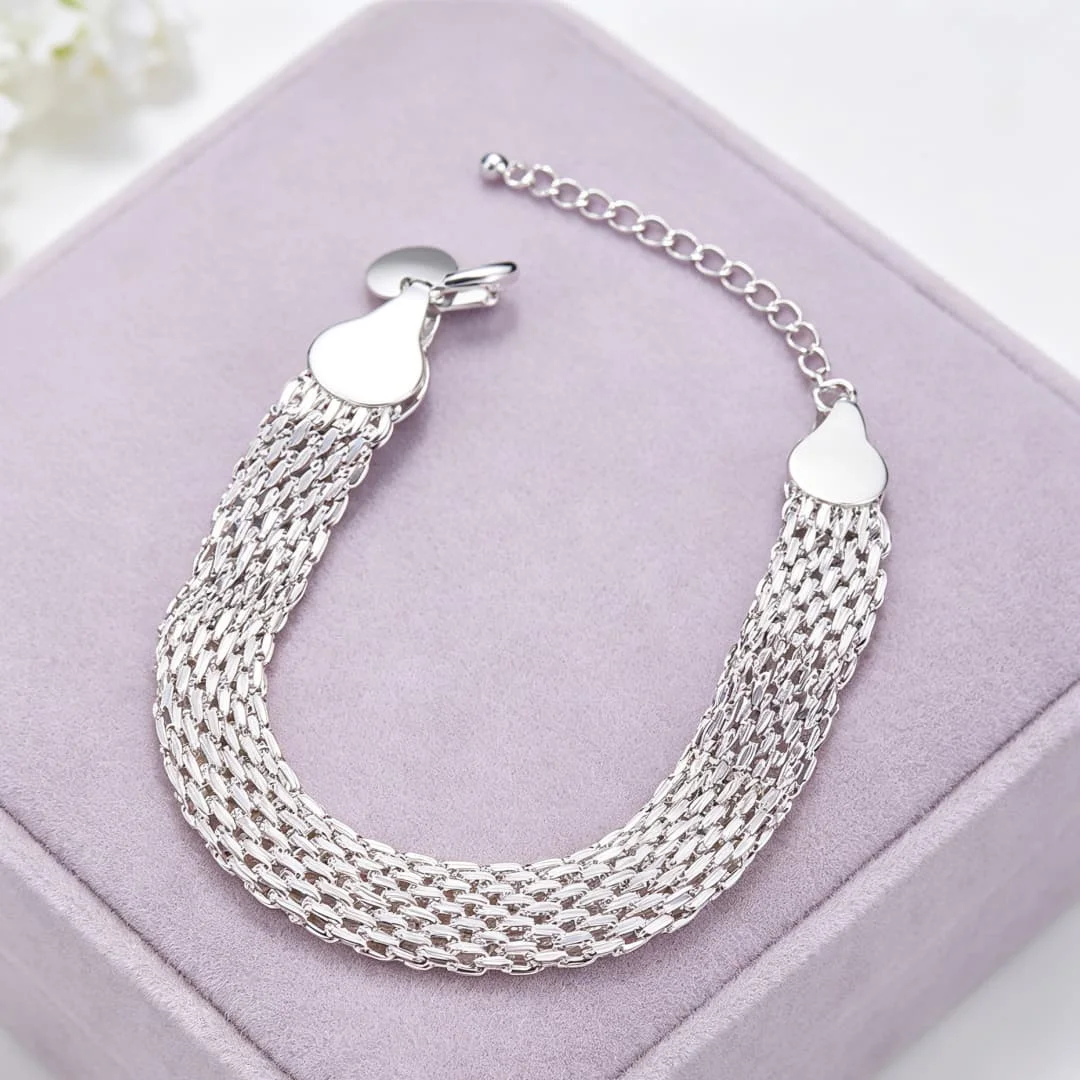 Factory direct fashion 925 Sterling Silver Bracelets for woman Retro weaving chain Costume jewelry gifts boutique accessories