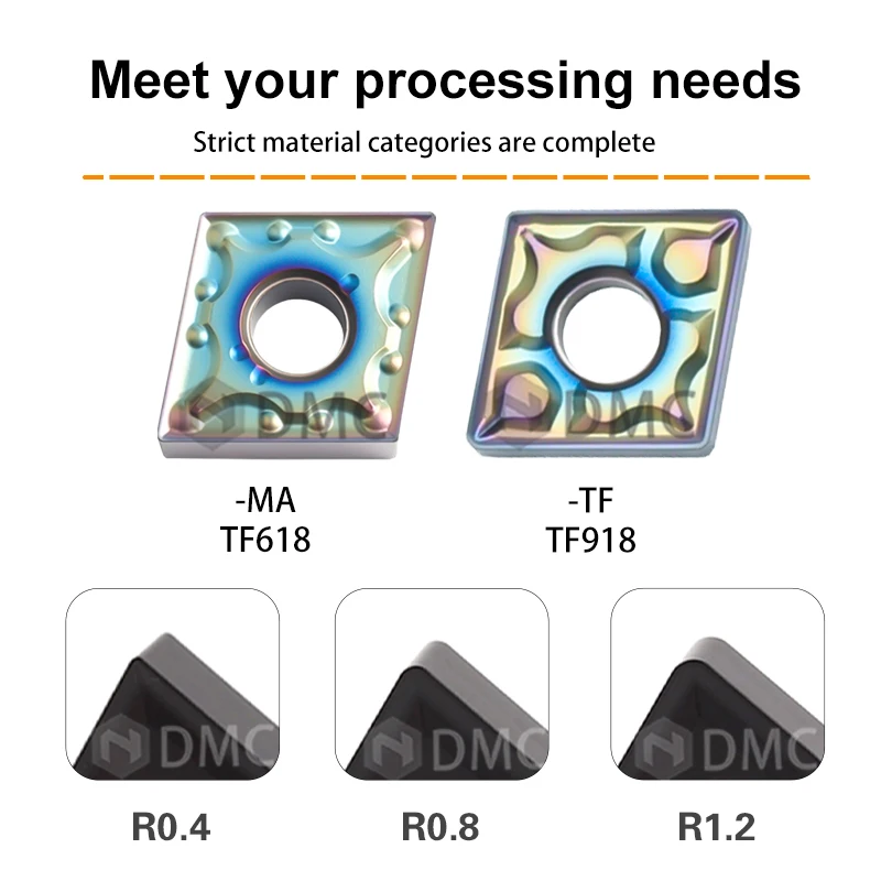 CNMG120404 CNMG120408 MA/TF TF618 TF918 Numerical Control Lathe Hardened Steel Color Turning Tool CNC Cutting Insert CNMG Series