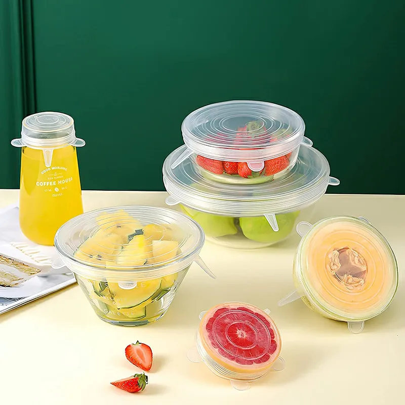 Reusable Silicone Food Covers Kitchen Stretch Fresh Saver Lids Food Caps Plastic Elastic Microwave Fridge Storage Wrap