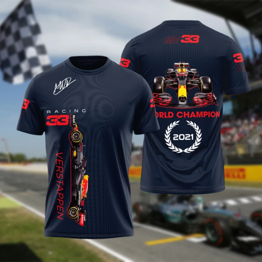 Summer Classic No. 33 F1 Racing Printed Commemorative Edition Men's T-shirt Short Sleeve Daily Personalized Trendy Car Fan Top