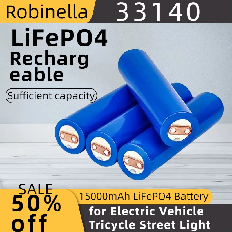 Economical 33140 3.2V 15Ah LiFePO4 Battery, Long Service Life for E-Tricycle, Golf Cart, Traffic Signal Light
