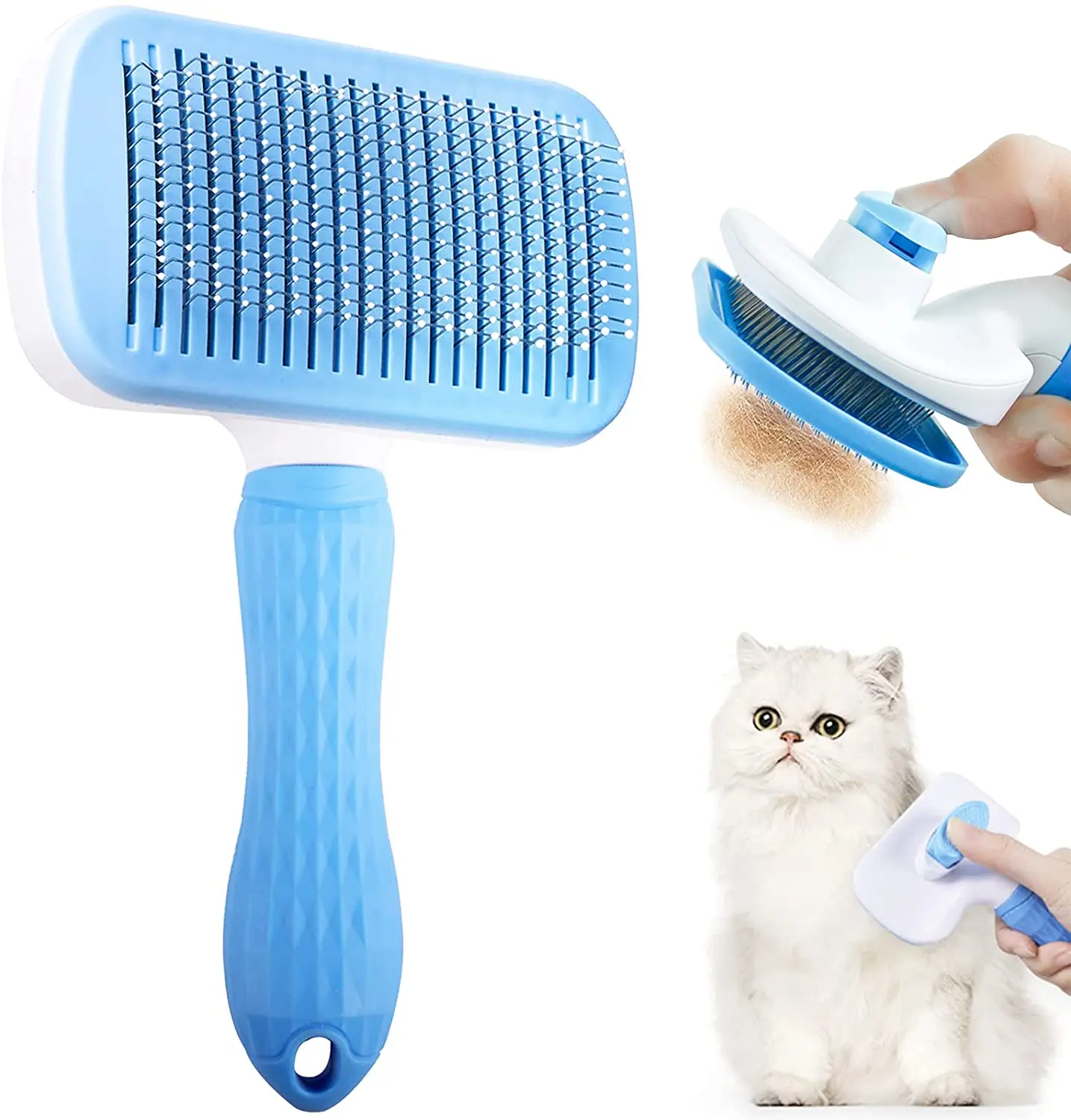 Escova removedor de cabelo do cão, gato cabelo grooming e cuidados pente para cabelos longos, Pet remove cabelos, escova de banho de limpeza