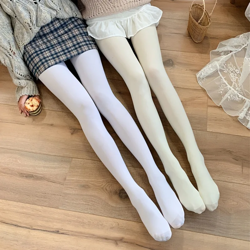 

120D Female high-quality Anti-pilling Lolita Thigh High Hosiery Milk White Thigh Velvet Pantyhose Girls Sweet Sexy Women Tights