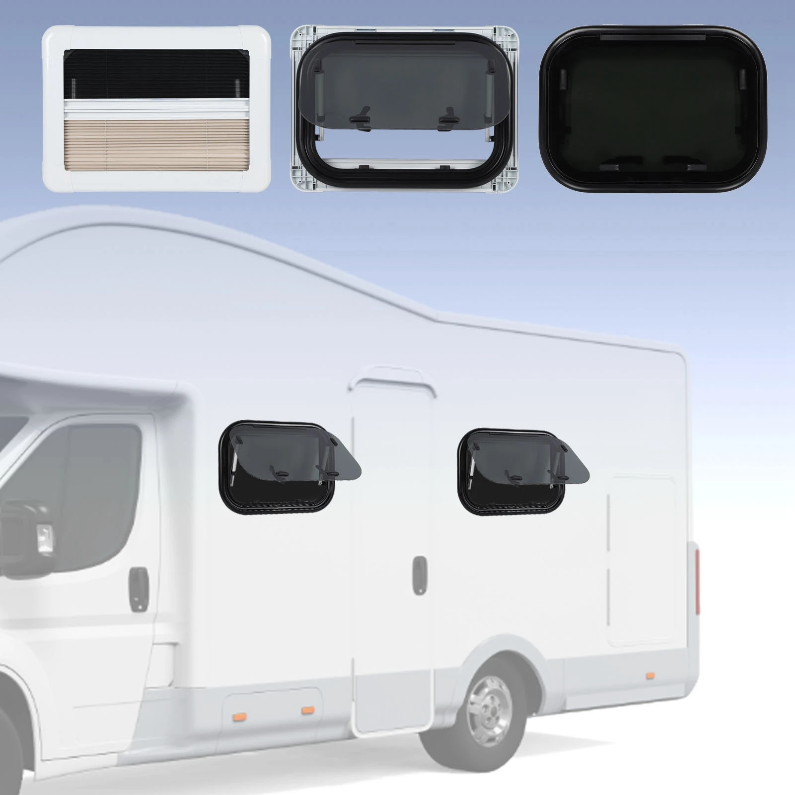 500x350mm/20x14in RV Window Rounded Corner Push Out Window Aluminum Alloy Frame Tempered Glass for Campers Construction Vehicles