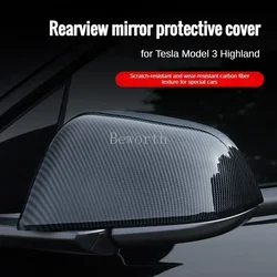 For Tesla Model 3 Highland 2024 Rear View Mirror Protective Cover Carbon Fiber ABS Rearviews Auto Parts Car Model3 Accessories