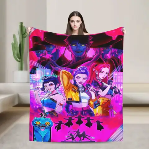 K-POP Demon Flannel Blanket D-Demon H-Hunters Blanket For Office Home Camping Nap Leisure Blankets Birthday Gifts For Girls