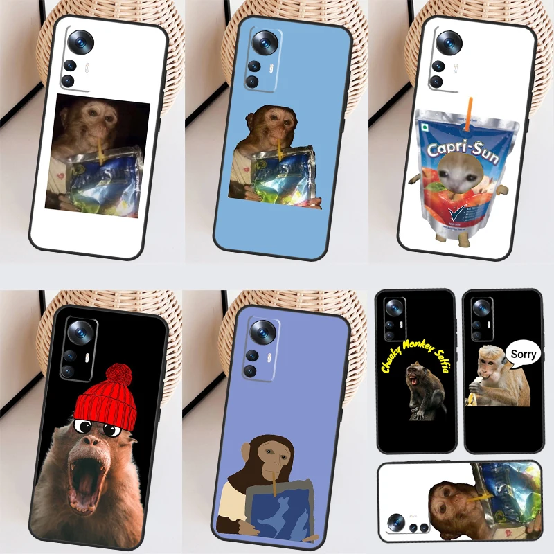 Monkey Sipping  Capri Meme For POCO X3 X5 Pro M5 M5s F4 X4 GT F3 F5 Case For Xiaomi 13T 11T 12T 13 Pro 12 Lite 12X