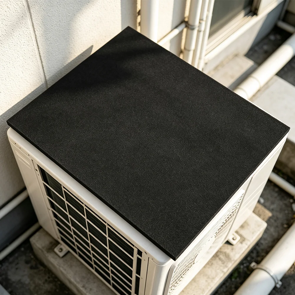 Black Polyester Noise Reduction Pad 60x43cm for Air Conditioning Outdoor Units Sound Absorbing Mat for AC Compressors
