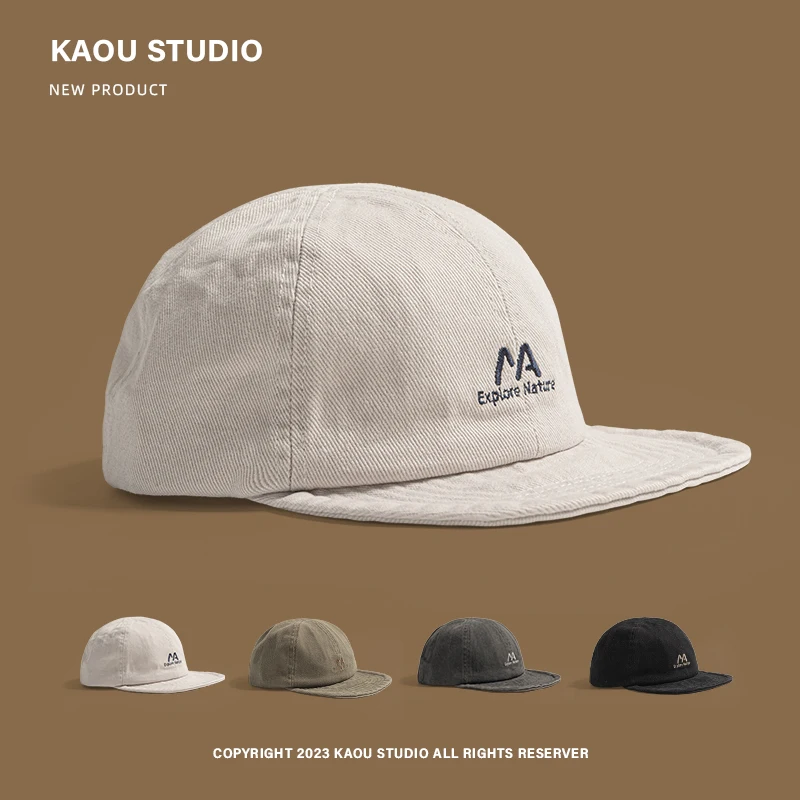 

Japanese Soft Brim Letter Embroidered Baseball Cap Spring and Autumn Men and Women Washed Cotton Sunshade Flat Brim Hip-hop Hat
