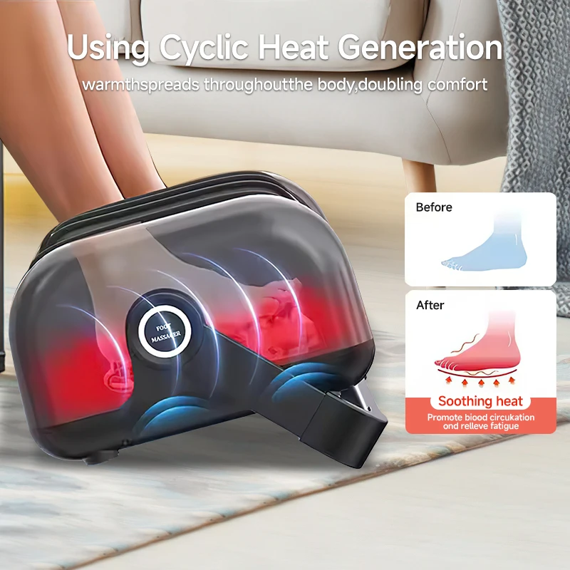 Electric Shiatsu Lymphatic Drainage Foot Leg Massager Pedicure Reflexology With Air Bag Heat Feature Body Application