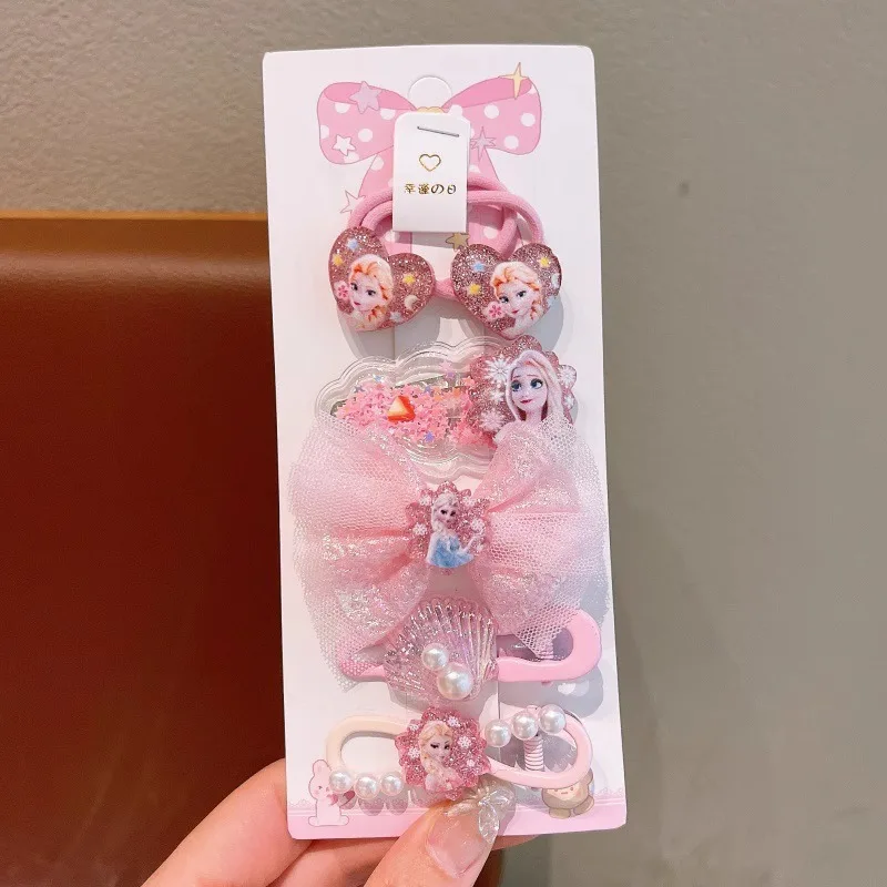 دبوس شعر للأطفال من Miniso Frozen Princess Not Injury، شريط مطاطي، رقعة شعر للفتيات الصغيرات، عصابة رأس مضفرة