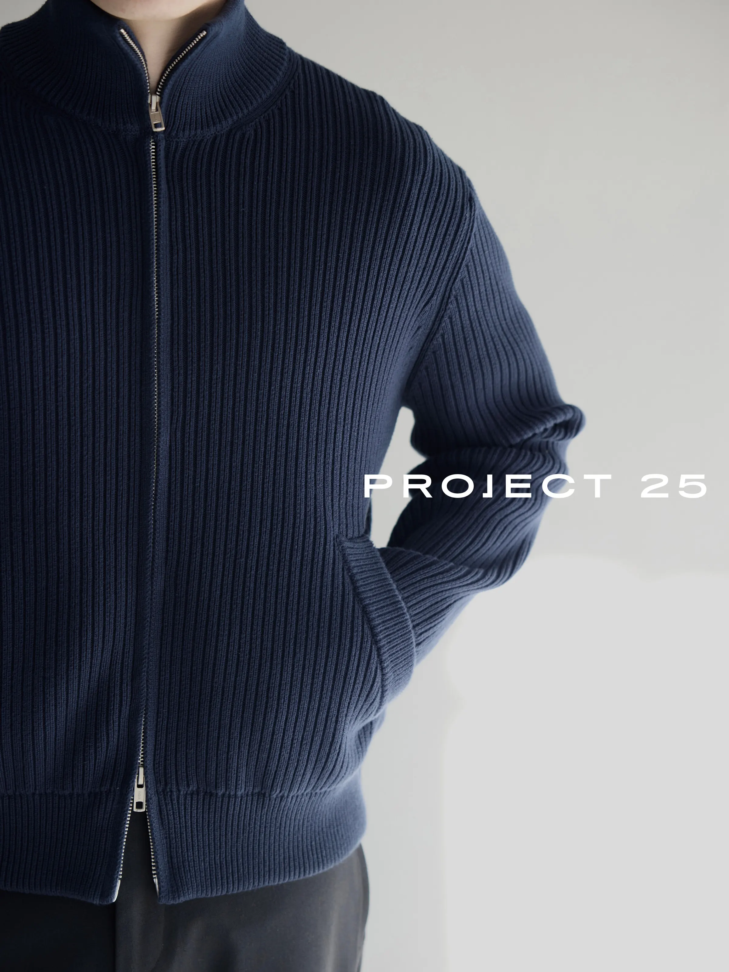 PROJECT 25 Kardigan Pria Berbahan Katun Combed Tebal Anti-Pilling dengan Ritsleting – Jaket Rajut Tebal Premium untuk Perjalanan Musim Gugur/Dingin
