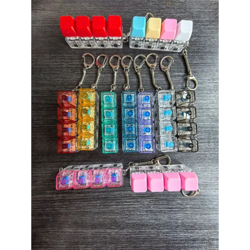 Source Factory Glow in The Dark Keychain with Soft Press Buttons in Pastel Macaron Colors Stress Relief Fidget Toy for Adults an