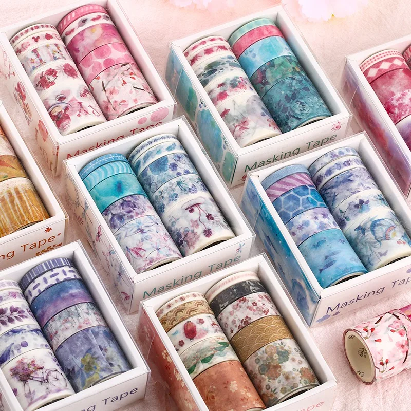 10 pz/set Set di nastri decorativi Kawaii Washi adesivi di carta giapponesi fornitura di Scrapbooking di cancelleria giapponese