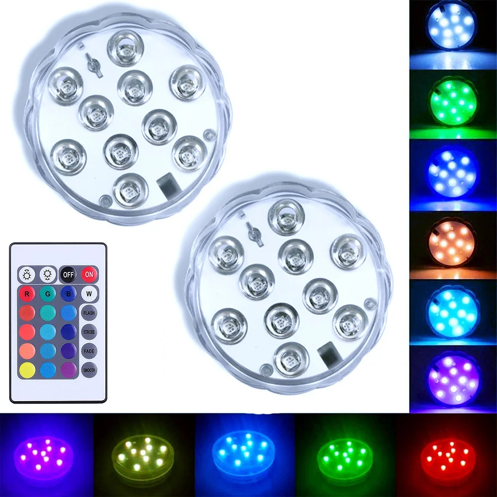 

10leds Underwater Lights Remote Control 16 Colors Rgb Submersible Light Waterproof Swimming Pool Light Wedding Party Decoration