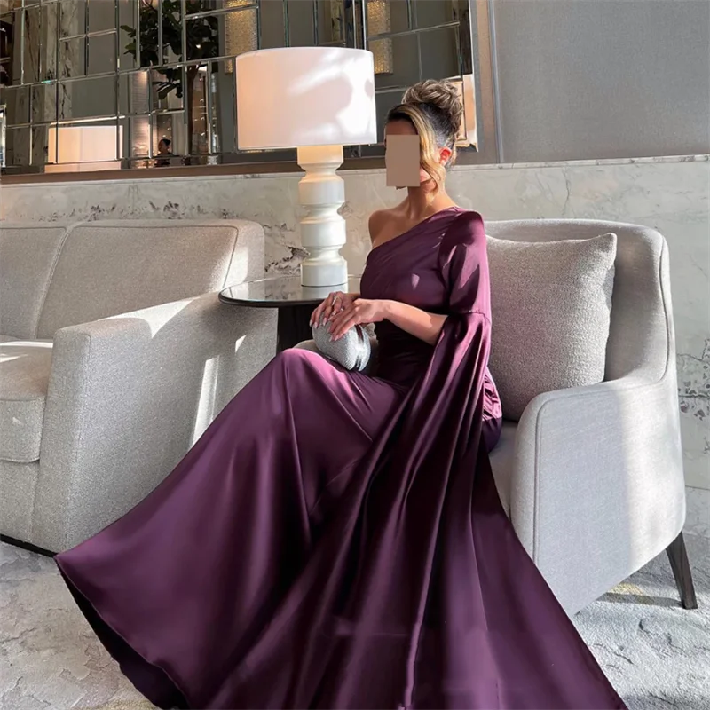 

Фиолетовое вечернее платье, элегантное платье с длинным рукавом на одно плечо, простое вечернее платье русалки, платья в Саудовской Аравии для официальных мероприятий