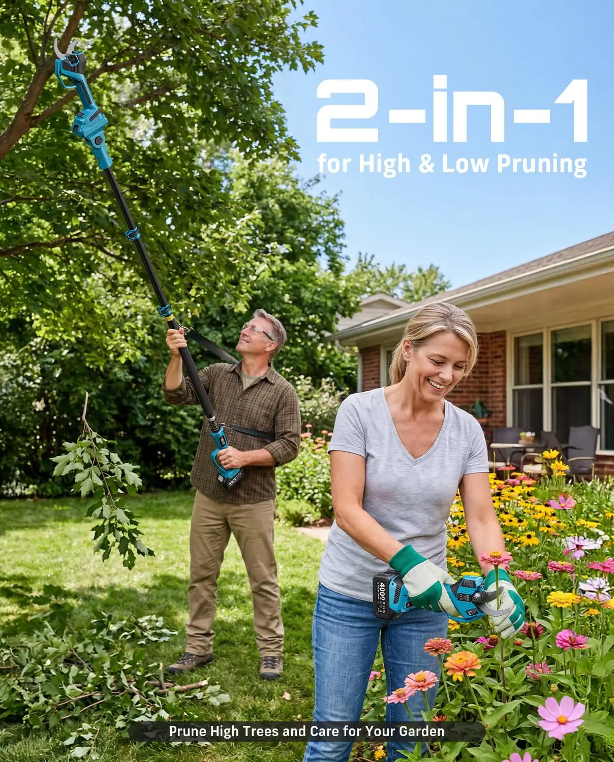 2-in-1 Pole Electric Pruning Shears, 2.2
