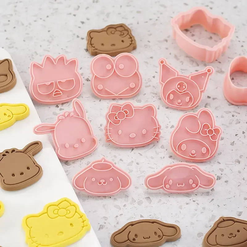 8pcs/Set Figures Cookie Cutters Cartoon Hello Cat DIY Bakery Mold Biscuit Press Stamp Embosser Sugar Pasty Cake Mould