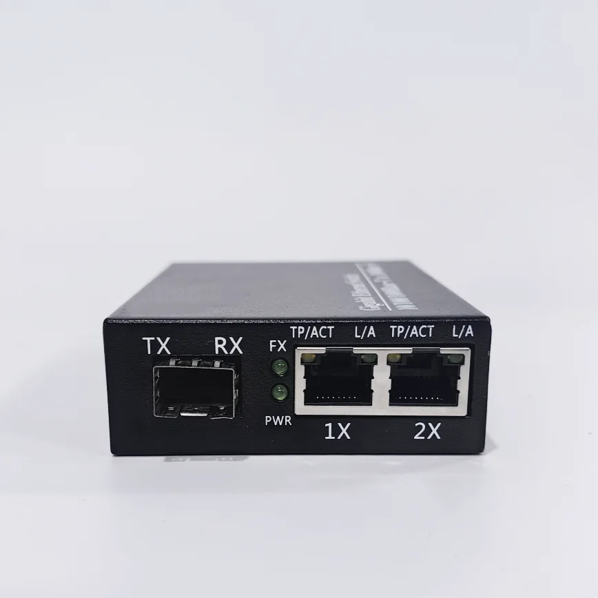 SUMMITEK Gigabit Fiber 1SFP to 2RJ45 Switch with POE Output Fiber Optic Media Converter without SFP Module