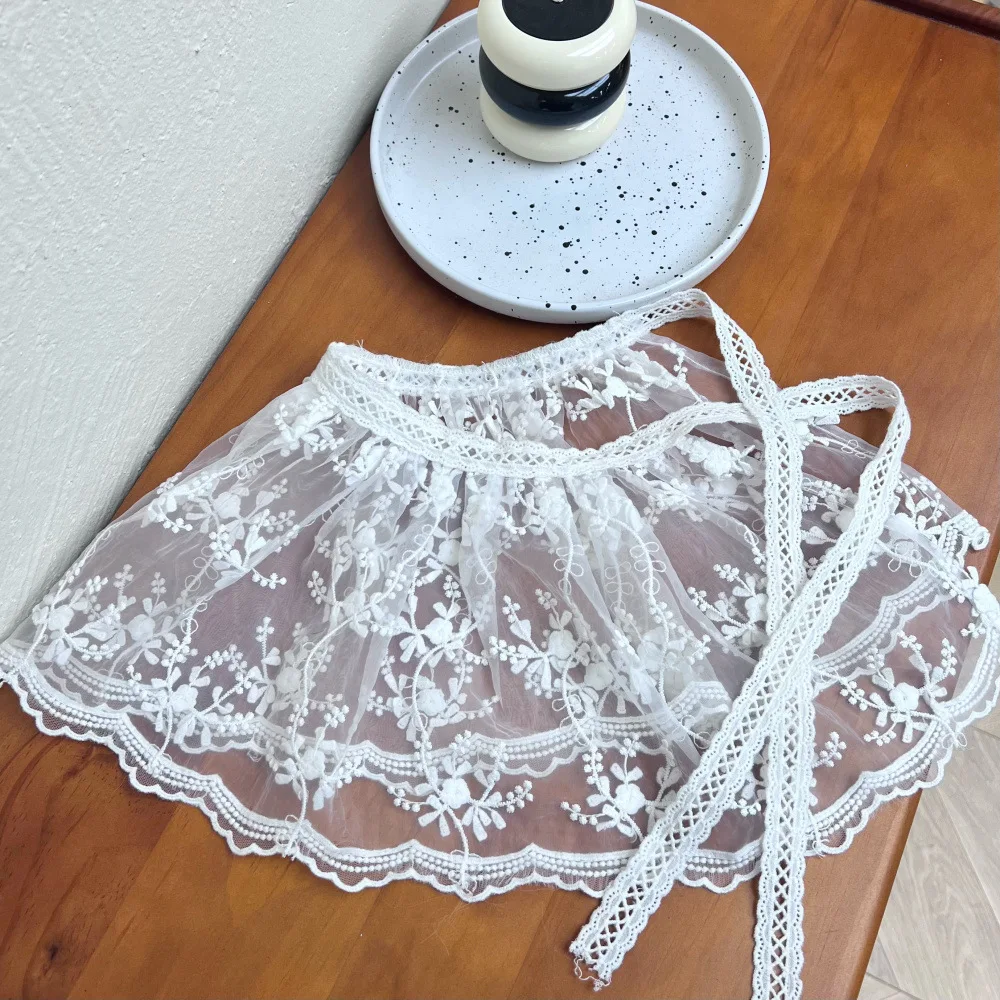 Children Skirt Fart Curtain 2025 New Versatile Basic Accessory Girls Sweet Lace Short Skirts Pair with Pants
