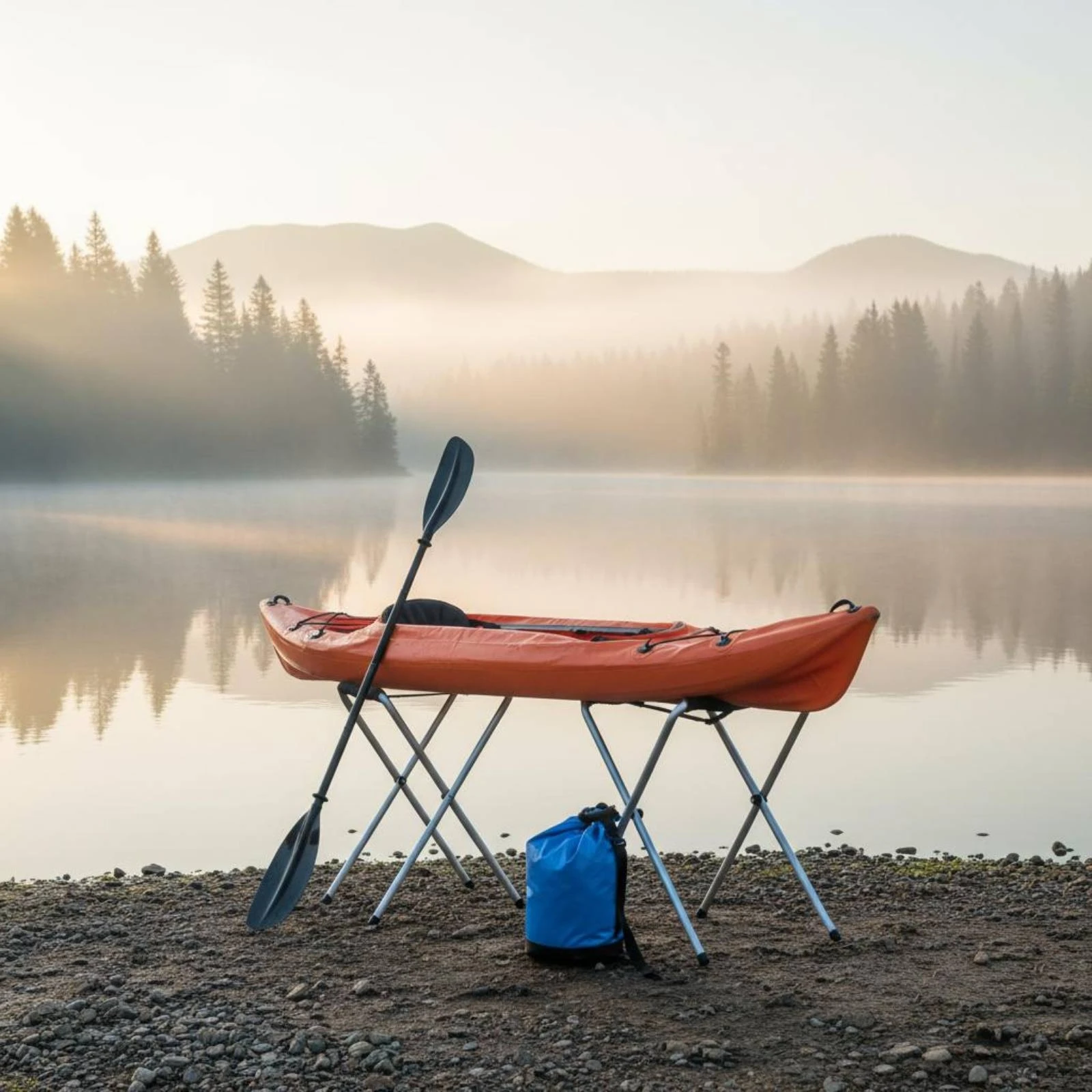 2 Pieces Inflatable Watercraft Stand Foldable Folding Kayak Stand Watercraft Support Rack Non-Slip Kayak Storage Rack Rubber