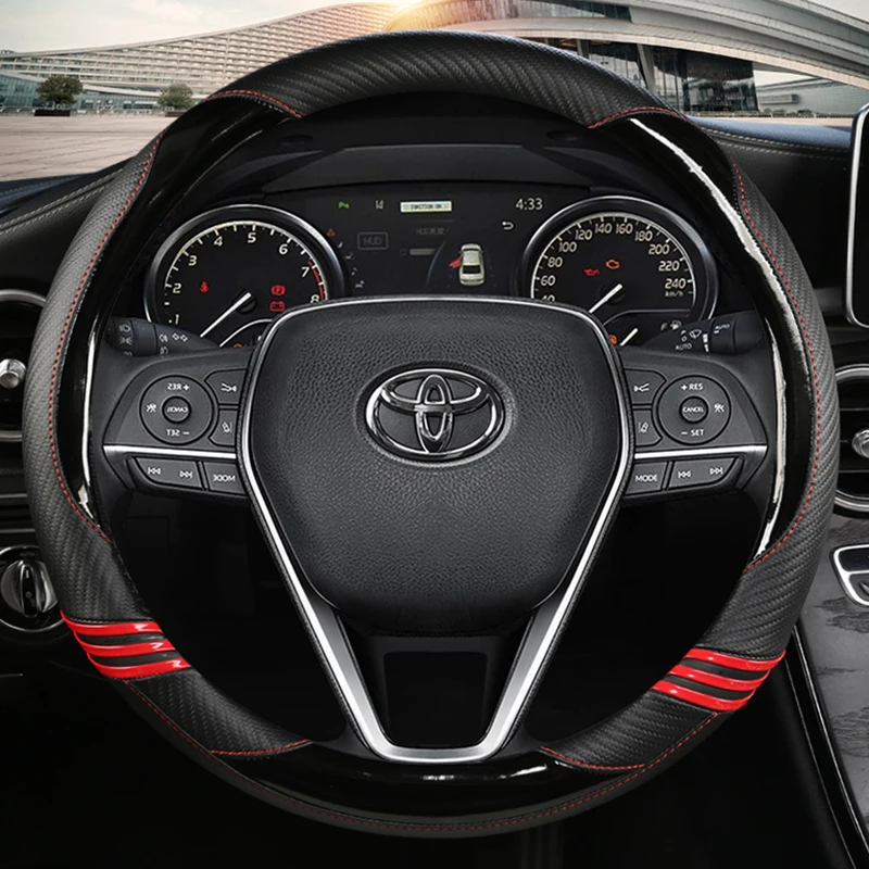 

Car Steering Wheel Cover Leather For Toyota Avalon Camry 2018-2019 Corolla 2018-2020 Crown 2018-2019 RAV4 2019 Auto Accessories