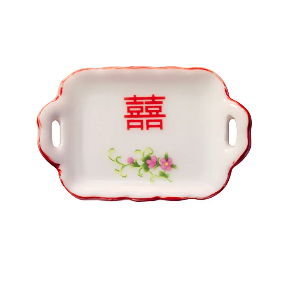 

1Pcs 1/12 Doll House Accessories Miniature CeramicsFood Tray Dinner Plate Mini Fruit Tray Model Toy for Dollhouse Decoration