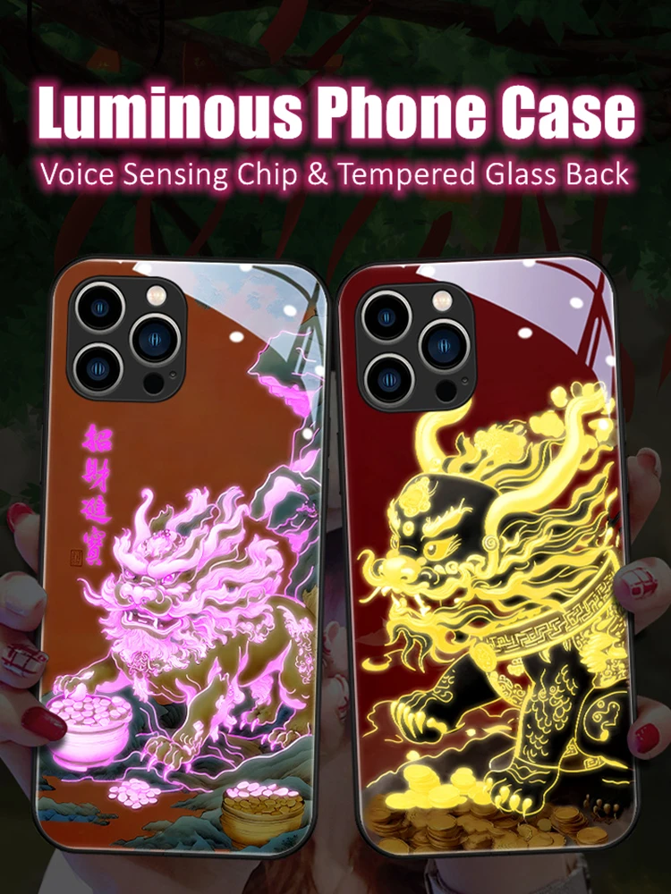 

Kylin Dragon Lunar New Year LED Light Glowing Luminous Phone Case for Samsung S24 S22 S23 Note 10 20 A14 A54 A73 Plus Ultra