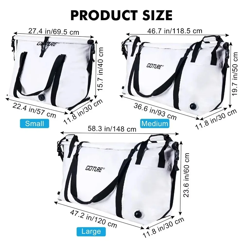 Goture Insulated Fish Cooler Bag Waterproof Leakproof Live Fish Transport Bag Collapsible Sea Boat Fishing Fresh Catch Storage