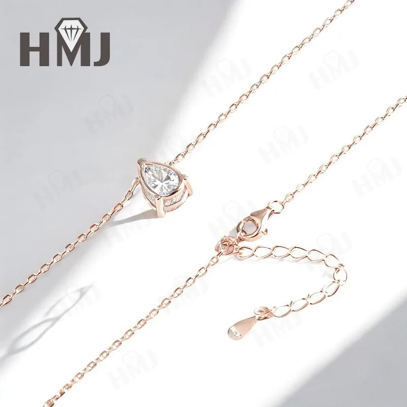 Moissanit-Halskette mit 1/2/3/4 Karat D-Farbe Birnenförmiger Moissanit S925 Vergoldete Kette in Weiß, Gelb oder Roségold für Damen, Verlobung, Alltag und Charme – Detail 19