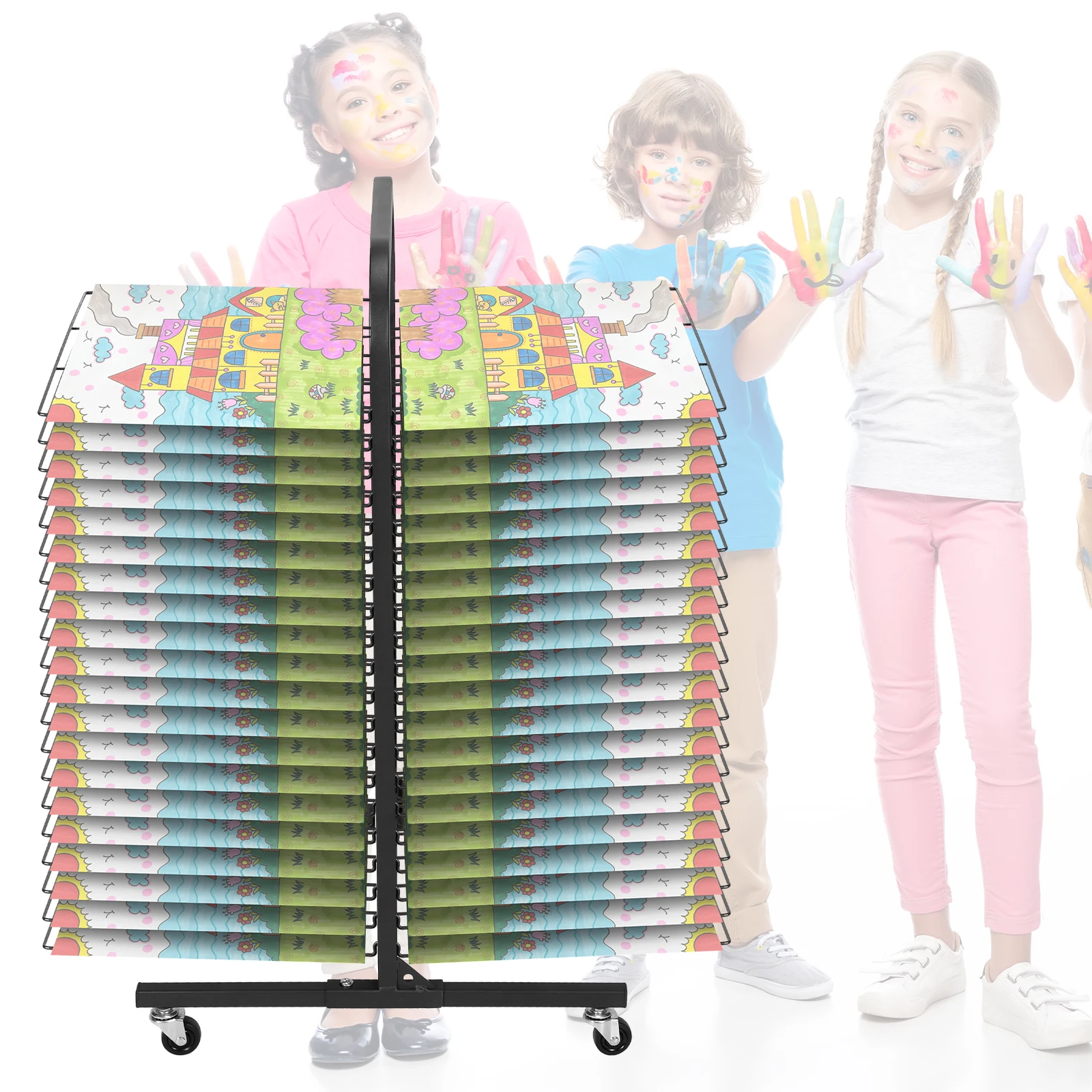 

20-Shelf Art Drying Rack with Lockable Wheels Art Storage Organizer Rolling Painting Drying Shelf for Classrooms and Art Studios