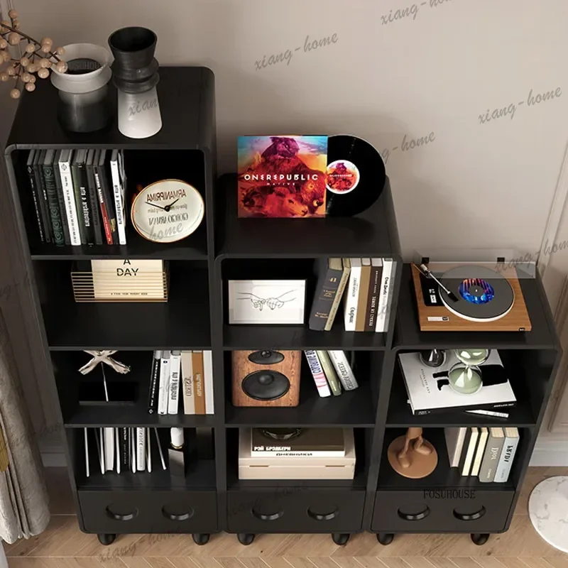 LSPremium Vintage Style Wooden Multi Layer Bookshelf Storage Cabinet Adjustable Display Unit for Bedroom Entryway Living Room