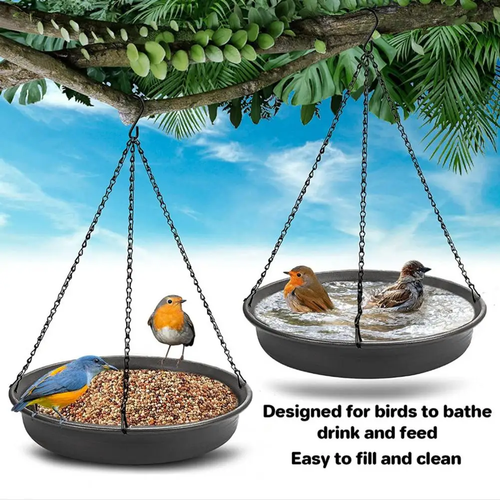 2 in 1 Hanging Bird Feeder Bird Bath Tray Outdoor Pet Bird Feeding Tray Water Drinker Outdoor Garden Yard Decor Pet Dependable