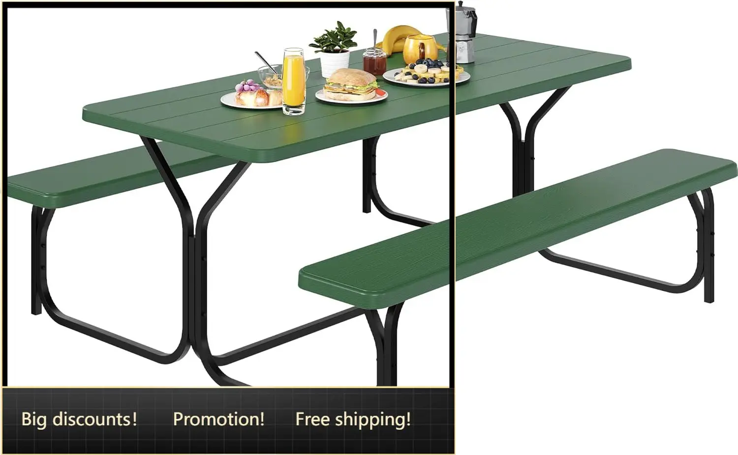 

Бестселлер: 6-футовый уличный стол для пикника с деревянной столешницей, прочной стальной рамой и отверстием для зонта, сверхпрочный стол для пикника.