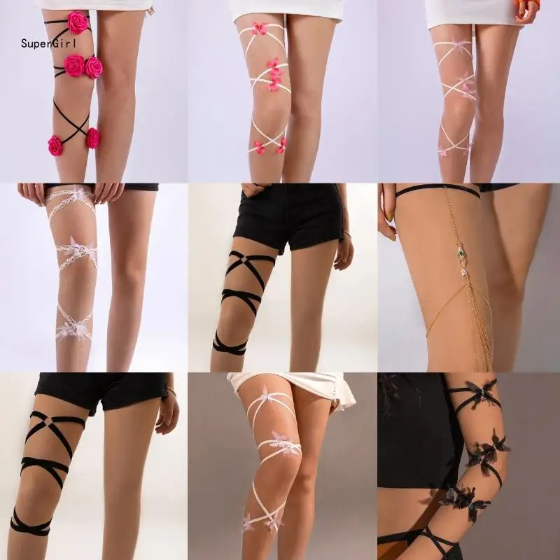 

Layered Body Chain for Leg Butterfly Body Flower for Women and Girls J78E