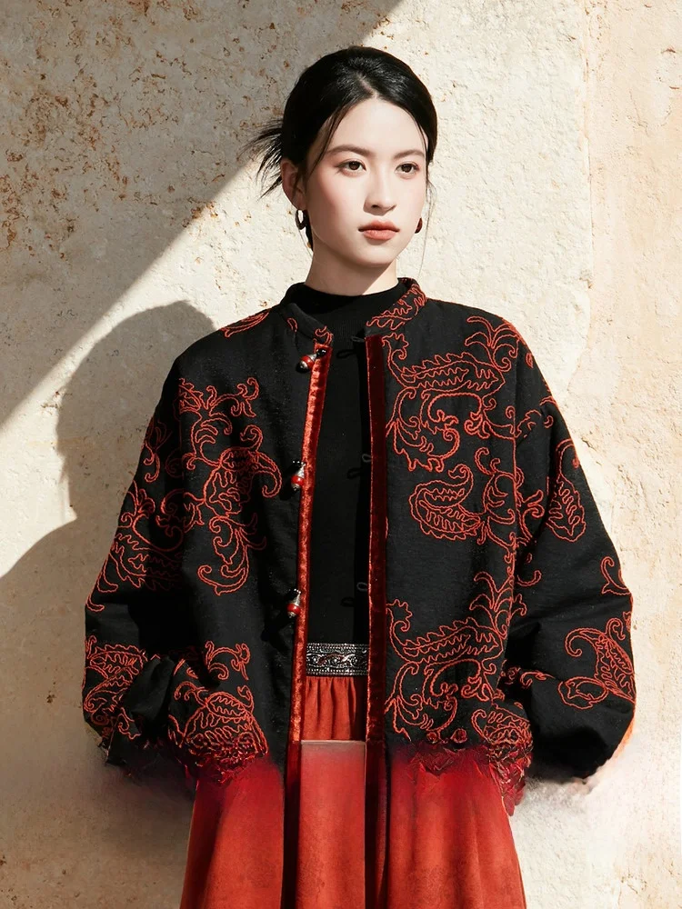 

Handmade Pearl Button Cotton Jaet Special Embroidery New Chinese Sle Anytime Anywhere Ready to Wear Office Commute Loose Fit