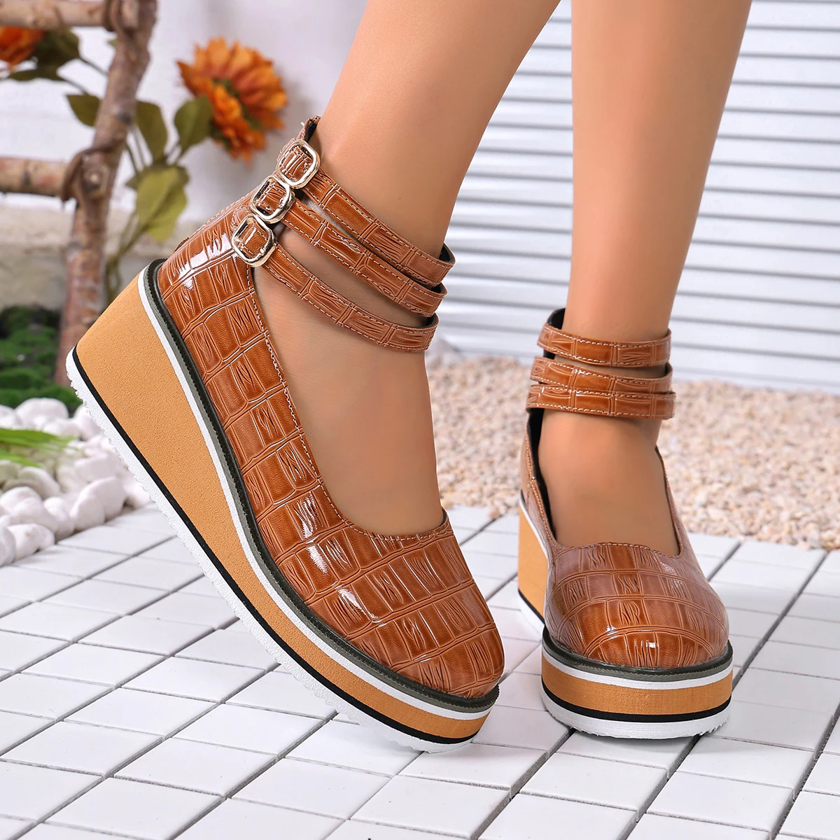 

Women's Square High Heels Zip Shoes Woman Front & Rear Strap Pumps Cover Heel Shallow Women 2026 Ladies