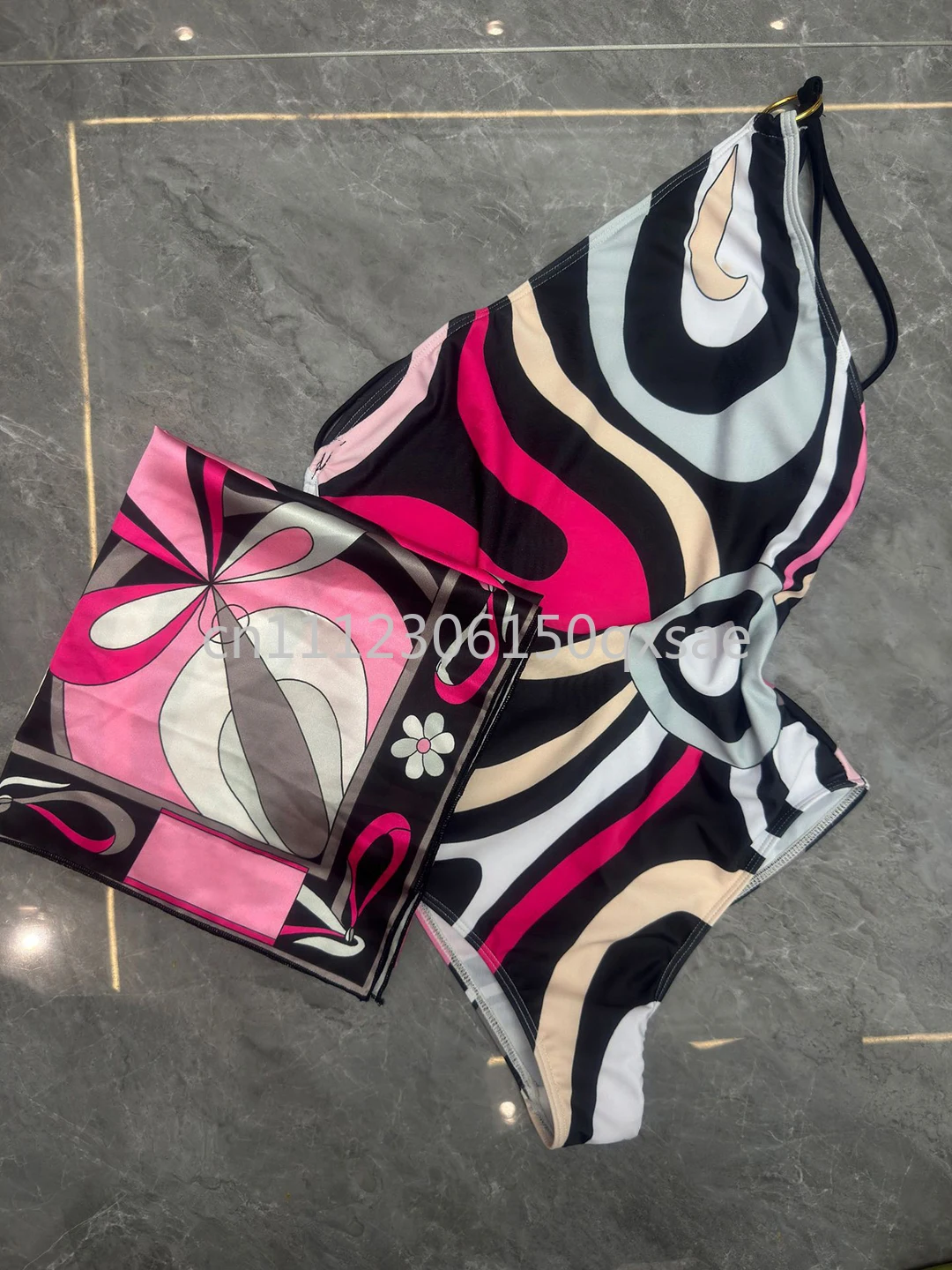 Women's Scarf Swimsuits with Letter Signature Logo Lady Sexy Headband Swimsuits Beachwear