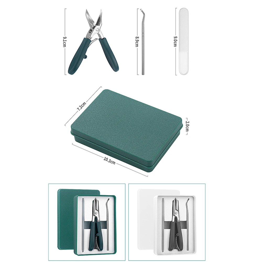 3-częściowy zestaw obcinacz do paznokci zapobiegający rozpryskiwaniu 25 °   Obcinacz do paznokci ze skośną krawędzią do grubych, twardego paznokcia na nogach Przenośny trymer do paznokci Narzędzie do manicure